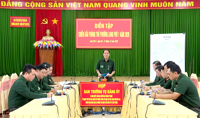 Phường Long Phú 1 khai mạc diễn tập chiến đấu trong khu vực phòng thủ