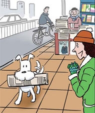 Chó biết mua báo