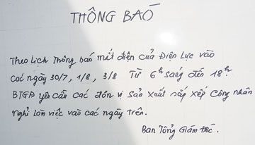 Doanh nghiệp lao đao vì cúp điện