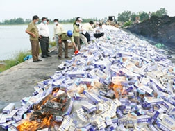 Tiêu hủy hơn 300.000 gói thuốc lá lậu