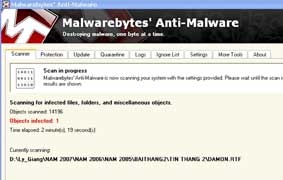 Diệt phần mềm ác tính bằng Malwarebytes Anti-Malware 1.31