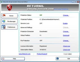 Returnil Virtual System 2008 - "Đóng băng" hệ thống nhanh, chuyên nghiệp