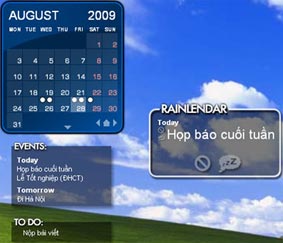 Rainlendar 2.6 -
bộ lịch xinh xắn cho desktop