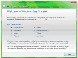 Chuyển file và các thiết lập từ Windows 7
sang Vista, XP và ngược lại