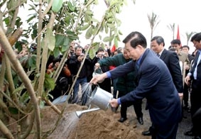 Chủ tịch nước Nguyễn Minh Triết dự Lễ hội Tịch điền Đọi Sơn 2010 và phát động Tết trồng cây