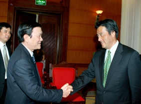 Đồng chí Trương Tấn Sang tiếp Bộ trưởng Ngoại giao Nhật Bản