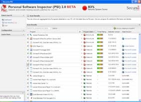 Secunia PSI 2.0 beta  bảo vệ 
máy tính từ các lỗ hổng phần mềm