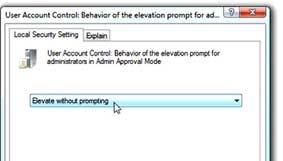 Giảm phiền toái khi cấu hình UAC 
trong Windows 7 và Vista