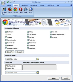 Sao lưu và phục hồi dữ liệu cho trình duyệt với FavBackup