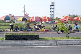 Chợ tự phát tại xã Mỹ Khánh 

chưa đảm bảo an toàn giao thông