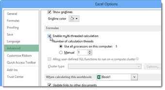 Thay đổi tính toán tự động và tính năng đa luồng trong Excel 2013