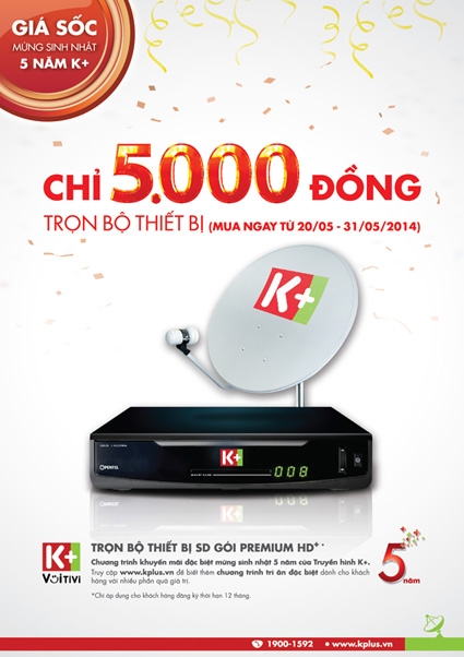 K+ tung khuyến mãi 5000 đồng