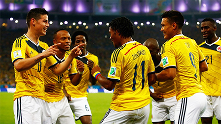 <img hspace=5 src="/img_post/3751/logowc.jpg" align=left border=0>Thắng Uruguay 2-0 <br>
Colombia thách thức chủ nhà Brazil ở tứ kết<br>