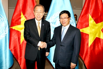 Phó Thủ tướng Phạm Bình Minh hội đàm với Tổng Thư ký LHQ Ban Ki-moon