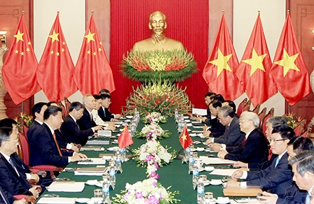 Tổng Bí thư Nguyễn Phú Trọng hội đàm
với Tổng Bí thư, Chủ tịch Trung Quốc Tập Cận Bình