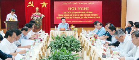 Xây dựng tiêu chuẩn chức danh cán bộ, tiêu chí 
đánh giá cán bộ diện Bộ Chính trị, Ban Bí thư quản lý