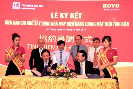 Tập đoàn Sao Mai hợp tác với Tập đoàn Koyo 
xây dựng nhà máy pin năng lượng 
300 triệu USD tại An Giang