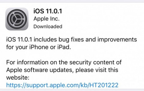 Apple tung ra bản cập nhật iOS 11.0.1 cho iPhone và iPad