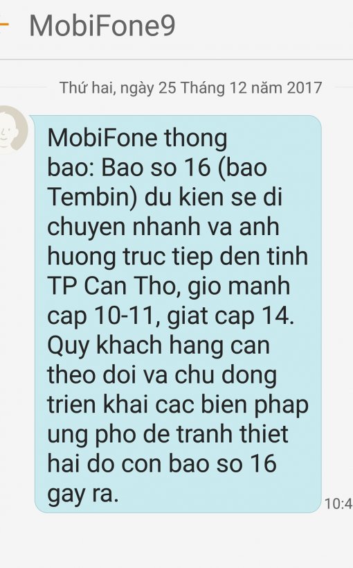 Chuyển thông tin dự báo, cảnh báo về diễn biến của bão số 16 đến 11,6 triệu thuê bao trong khu vực bị ảnh hưởng
