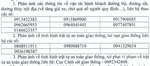 Công bố đường dây nóng về trật tự an toàn giao thông trong dịp Tết Dương lịch 2018