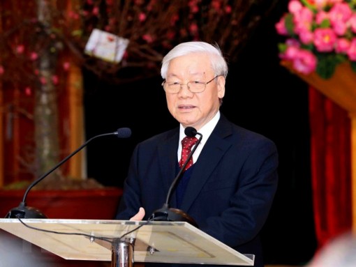 Tổng Bí thư Nguyễn Phú Trọng gặp mặt, chúc Tết cán bộ, công chức, người lao động Văn phòng Trung ương Đảng