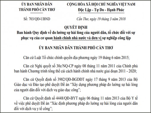 Ban hành Quy định đo lường sự hài lòng đối với cơ quan

hành chính nhà nước

và đơn vị sự nghiệp công