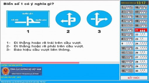 Tăng số lượng trong bộ câu hỏi thi sát hạch lái xe