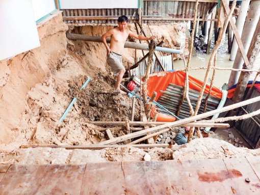 Sạt lở nghiêm trọng trên tuyến kênh Cái Sắn