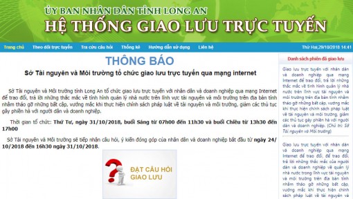 Sở Tài nguyên và Môi trường Long An giao lưu trực tuyến với nhân dân