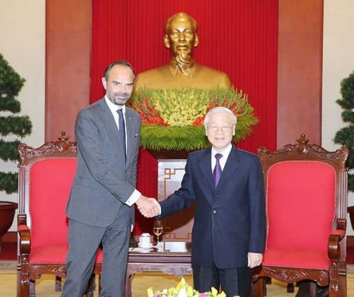 Tổng Bí thư, Chủ tịch nước Nguyễn Phú Trọng tiếp Thủ tướng Pháp Édouard Philippe
