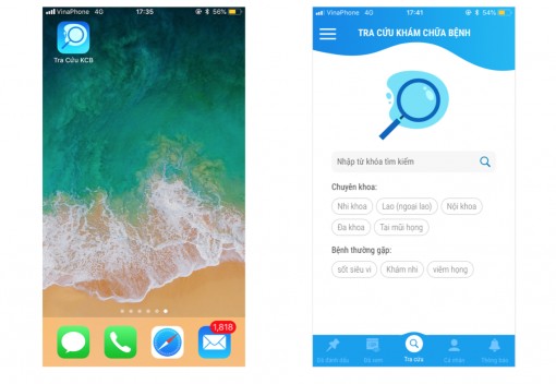 Tra cứu nơi khám chữa bệnh trên điện thoại di động