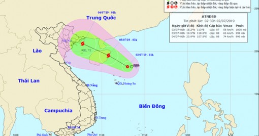 Đêm 2/7, áp thấp nhiệt đới có khả năng mạnh lên thành bão