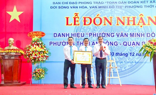 Phường Thới An Đông đón nhận danh hiệu Phường Văn minh đô thị