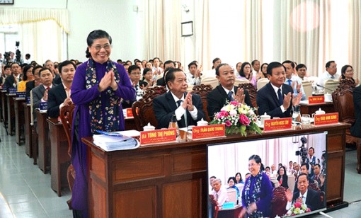 Đồng chí Tòng Thị Phóng, Ủy viên Bộ Chính trị, Phó Chủ tịch Thường trực Quốc hội dự và phát biểu chỉ đạo