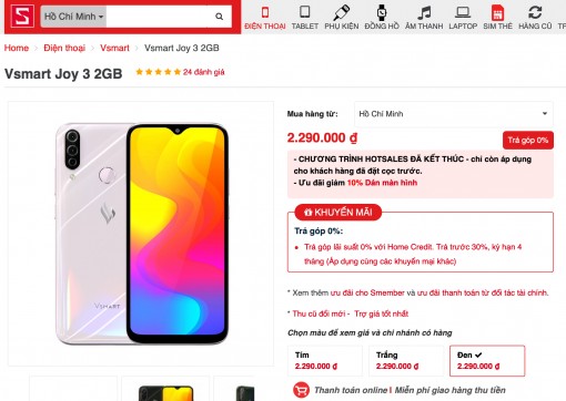 12.000 Vsmart Joy3 đã được bán ra sau 14h lên kệ