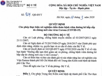 Bộ Y tế quyết định cho Cần Thơ thực hiện xét nghiệm chẩn đoán COVID -19