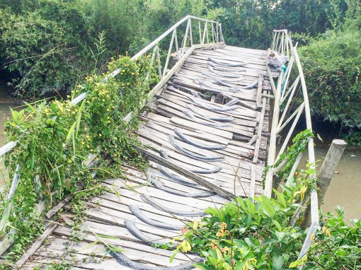 Cầu tạm xuống cấp