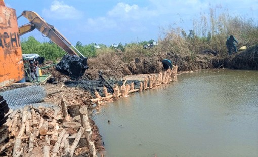 Cà Mau khắc phục sự cố vỡ đập ngăn mặn ở U Minh
