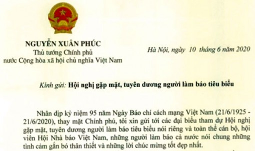 Thủ tướng gửi thư chúc mừng nhân Ngày Báo chí cách mạng Việt Nam