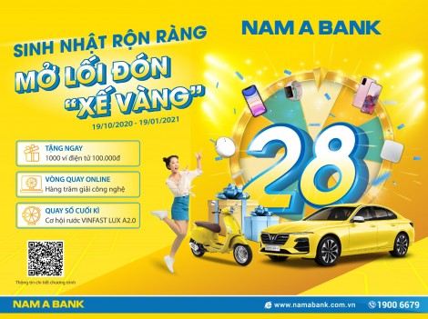 Rước “xế vàng” cùng ngàn ưu đãi mừng sinh nhật Nam A Bank