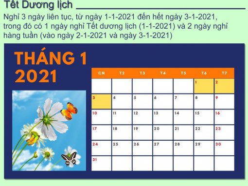 Lịch nghỉ lễ, Tết năm 2021 của cán bộ, công chức, viên chức và người lao động