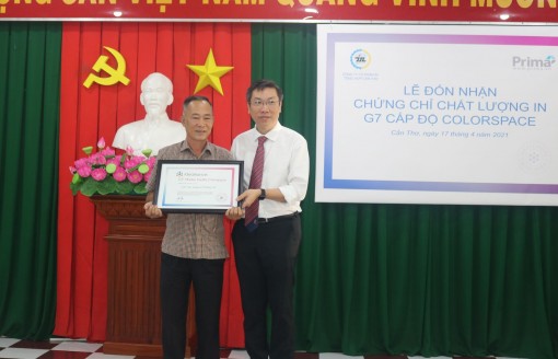 Công ty CP In tổng hợp Cần Thơ đón nhận chứng chỉ chất lượng in G7 cấp độ Colorspace