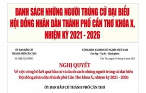 Danh sách những người trúng cử đại biểu Hội đồng nhân dân thành phố Cần Thơ khóa X, nhiệm kỳ 2021 - 2026