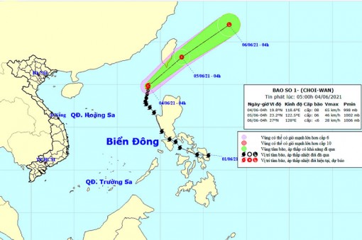 Bão số 1 suy yếu thành áp thấp nhiệt đới trong 24 giờ tới