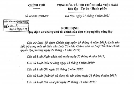 Quy định mới về cơ chế tự chủ tài chính của đơn vị sự nghiệp công lập