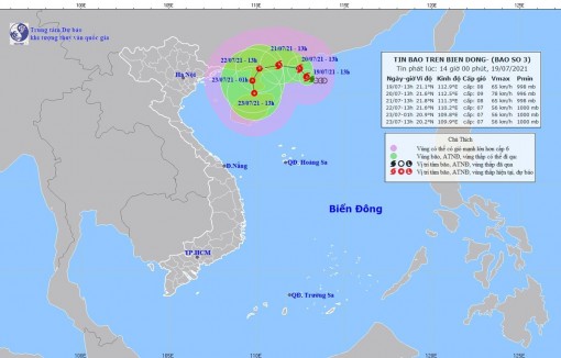 Cơn bão số 3 có hướng di chuyển phức tạp trên Biển Đông