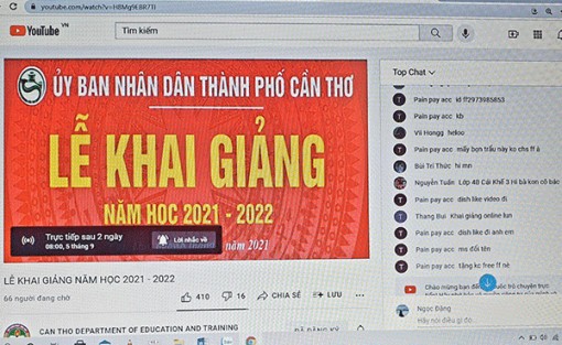 Học sinh Cần Thơ dự khai giảng thông qua kênh phát trực tiếp trên nền tảng Youtube