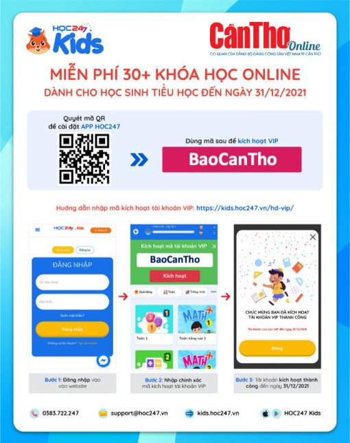 Nhập mã “BaoCanTho” để học online miễn phí học kỳ 1 năm học 2021-2022