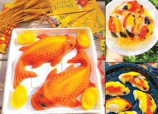 Cá chép làm bằng xôi, chè, bánh, rau câu được ưa chuộng