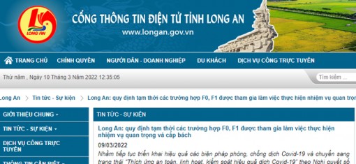 Long An: Cho phép các trường hợp F0, F1 được tham gia làm việc